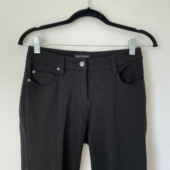 Eileen Fisher Black Skinny Pants Size 0 MSRP $258 EUC Stretchy Soft Minimalist - Picture 3 of 11
